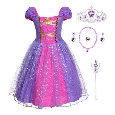 Imagem de Vestido de princesa JerrisApparel para festa de aniversário (7, roxo 2 com acessórios)
