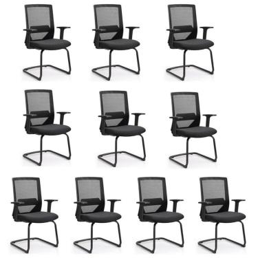 Imagem de Kit 10 Cadeiras Interlocutor Office Chicago Fixa Preto