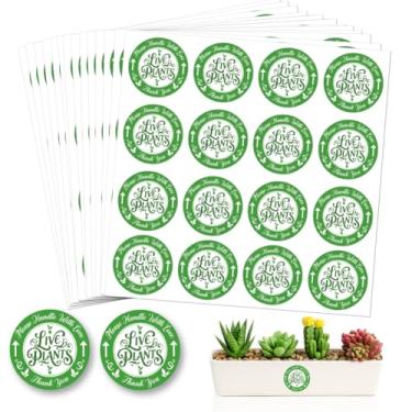 Imagem de GOMAKERER 320 peças de adesivos verdes de plantas vivas, 5 cm, por favor, manuseie com adesivos de amor, etiquetas de envio frágeis, agradecimento, etiquetas redondas autoadesivas para recipientes de