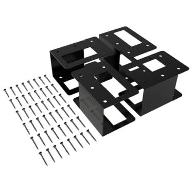 Imagem de IEUDNS 4x Suporte de armazenamento de madeira para lareira, suporte de armazenamento de toras com parafusos, de metal para prateleira de toras para fogueira