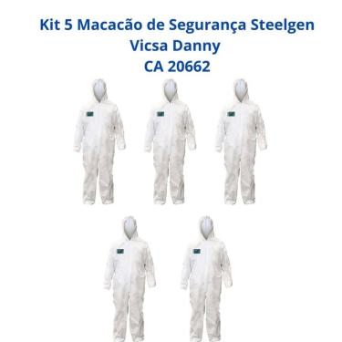 Imagem de Kit 5 Macacão de Segurança Steelgen Vicsa Danny CA 20662