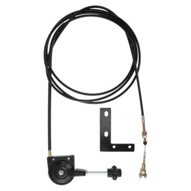 Imagem de Partuto Cabo de controle do acelerador de escavadeira com suporte de montagem para EX230, fio de controle flexível manual de 3,5 m com botão preto, cabo de controle de motor de escavadeira de resposta