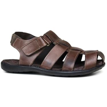 Imagem de Sandália Masculina Gladiadora em Couro, Preta, Palmilha em Nobuck, Confortável, Design Franciscano (Chocolate, BR, Adulto, Numérico, 40)