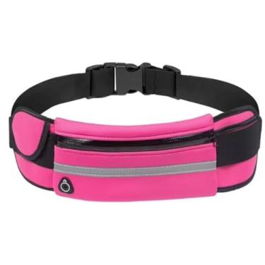 Imagem de Pochete Esportiva Impermeável para Corrida Fitness com Compartimentos para Celular Chaves e Cartões Ajustável com Zíper (Rosa)