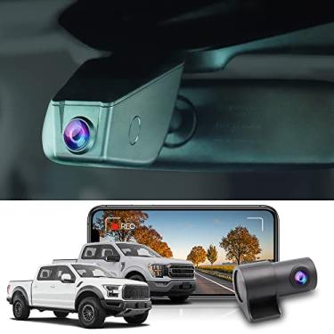 Imagem de Fitcamx Frontal 2K+Traseira 1080P Dash Cam Adequado para 2021-2025 Ford F150 F250, Fábrica OEM Estilo, Dual HD Vídeo, Integrado WiFi & APP, Loop Gravação, G-Sensor, Fácil de Usar, 64GB Cartão
