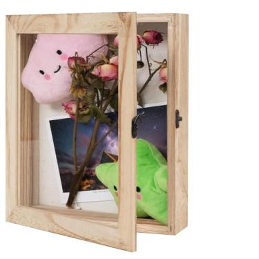 Imagem de Muzilife Porta-retrato com caixa de sombra, 20,3 x 25,4 cm, caixa retangular de vidro e madeira maciça pronta para pendurar, lembranças, broches, prêmios, ingressos e fotos, carbonizado
