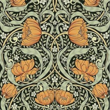 Imagem de Abyssaly Papel de parede William vintage verde e amarelo 44,5 cm x 299,7 cm