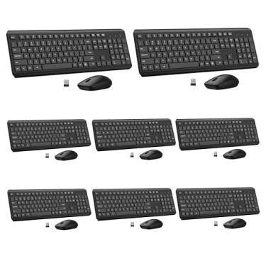 Imagem de Combo de teclado e mouse sem fio, teclado e mouse ergonômicos silenciosos de tamanho completo, bateria de longa duração, mouse óptico, teclado sem fio sem atraso de 2,4 G para computador, Mac, laptop