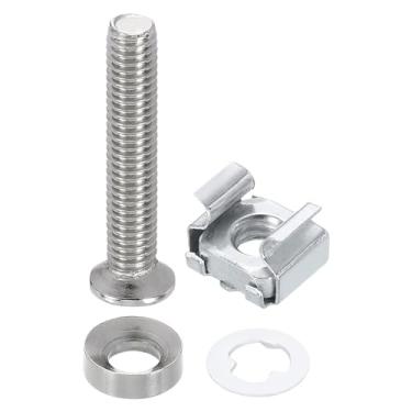 Imagem de PATIKIL M6 x Porca de gaiola de montagem em rack de 35 mm, 50 peças de parafusos de rack de aço carbono porcas quadradas de zinco para montagem de prateleiras de armário de servidor roteadores console