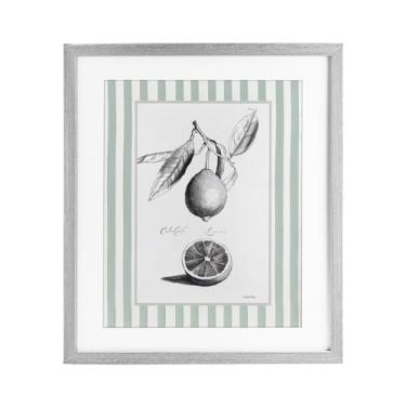 Imagem de Stupell Industries Impressão emoldurada cinza com borda listrada cítrica vintage sob vidro por Lettered and Lined, 53 x 43 cm