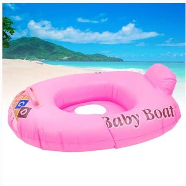 Imagem de Boia Bote Infantil Criança com Assento Modelo Fralda para Piscina e Praia Comprimento 70 cm Piscina Praia Verão Cor Rosa