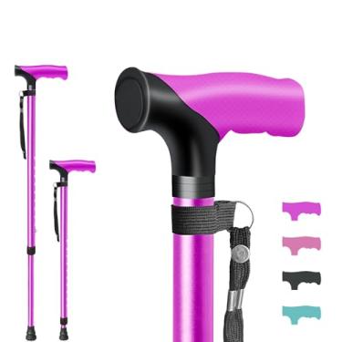 Imagem de ispuoocti Bengala de caminhada ajustável o dia todo com bengalas de aderência confortáveis para idosos, bengala antiderrapante leve para homens e mulheres em várias cores para caminhadas e viagens