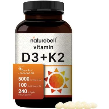 Imagem de Suplemento NatureBell Vitamina D3 5000 K2 (MK7) 240 Cápsulas Gelatinos