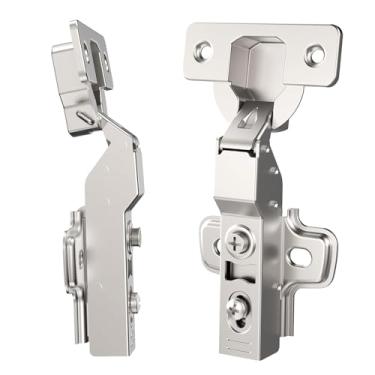 Imagem de cosycove Dobradiça De Armário Com Meia Sobreposição (2 Peças), Porta Europeia Sem Moldura 105°, Base Encaixe, Fechamento Suave, Silenciosa, Ajustável 6 Posições Para Armários Cozinha, Estantes, Guar