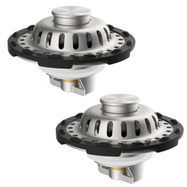 Imagem de Anylock Rolha de ralo de pia de banheiro atualizada com cesta de filtro de aço inoxidável superior visível, coletor de cabelo, 2 peças 3 em 1 coador de pia pop-up adequado para orifício de lavatório