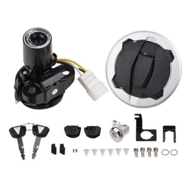 Imagem de Kit de interruptor de ignição conjunto tampa de tanque de gás combustível trava de assento com 2 chaves removíveis compatível com Kawasaki Z800 Z900 Z900RS 2017-2023, 3 pinos