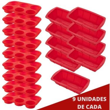 Imagem de 9 Kit Forma Silicone Resistente p/ Cupcakes e Pães Sortida - QUALITY H