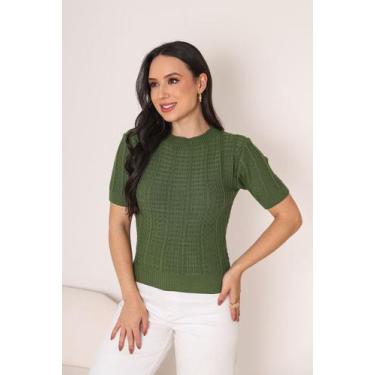 Imagem de Blusa T-Shirt Feminina Modal em Tricô Manga Curta Casual Elegante - Vi