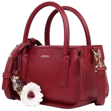 Imagem de Mini bolsa estruturada Jason Wu, bolsa de alça dupla com alça transversal removível e pingente de logotipo, Oxblood