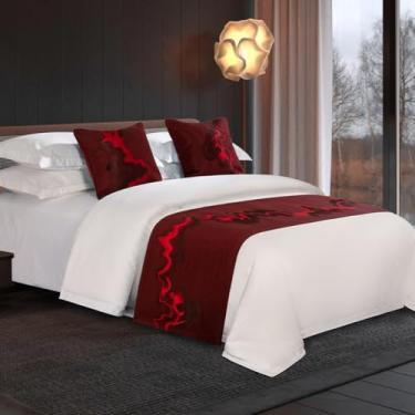 Imagem de Cama Runner Cachecol Moderno Luxo Camas e Cachecóis Confortável Sem Desbotamento Protetor de Cama Queen King Pé de Cama Toalha de Extremidade Quarto Hotel Decoração - Vermelho||50 x 210 cm (Cama de