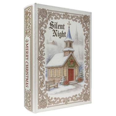 Imagem de XIAOAIKA Caixa de livro de madeira decorativa de Natal, caixas de livros falsas vintage com capa de couro, armazenamento secreto com fecho magnético, caixa de presente de feriado para decoração de