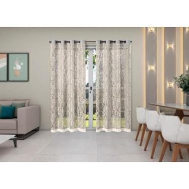 Imagem de Cortina Renda 2,80M X 1,80M Sala Quarto Janela Cozinha Cinza - Mercado