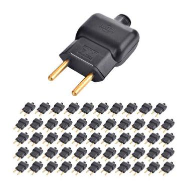 Imagem de Kit 50 Plug Macho 10A 2P Pino Prensa Cabo gigante bipolar 250V Ilumi, 