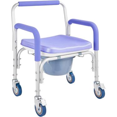 Imagem de Cadeira De Rodas De Chuveiro Cômoda Cadeira De Vaso Sanitário Com Rodas Banco De Chuveiro Para Idosos Adultos Com Deficiência Cadeira De Cômoda Móvel Com Rodas, Purple
