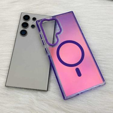 Imagem de Capa de celular de luxo com lente de liga degradê para Samsung Galaxy S25 S24 Ultra S23 Plus, capa rígida com carregamento sem fio, roxa, para Samsung Galaxy S23 Plus