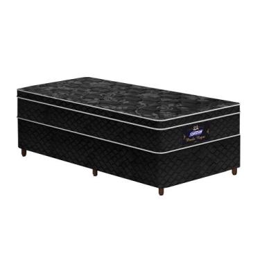 Imagem de Conjunto Cama Box Solteiro de Molas Gazin Pérola Negra  88x188, Preto