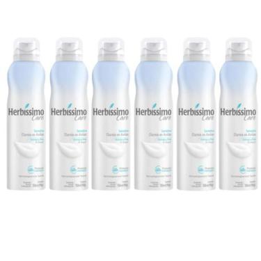 Imagem de Kit 6 Desodorante Aerossol Herbíssimo Care Sem Álcool Sensitive 150Ml 