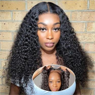 Imagem de Peruca Ailwelia Curly Bob 100% cabelo humano 200% densidade 18" preta