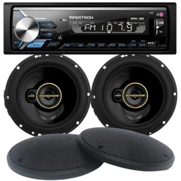 Imagem de Som Automotivo Radio Vipertron + Par Alto Falante Aurum Hurricane 6 Polegadas 120w + Tela 6 Tipo Pioneer; Kit Completo para Carro Tnt Full