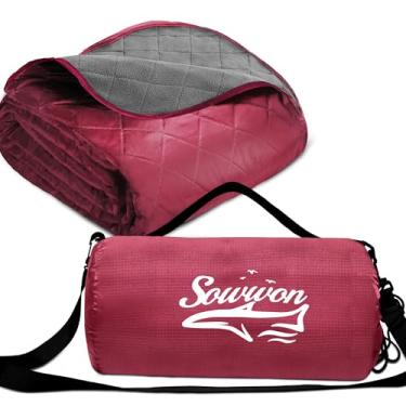 Imagem de Cobertor impermeável ao ar livre 203 x 139 cm embalável, cobertores de estádio para acampamento com forro de lã acolchoado, grande tapete de emergência à prova de vento para garss piquenique