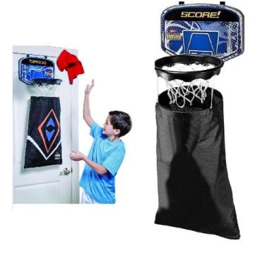Imagem de Cesto Roupa Suja Porta Infantil Suspenso Tabela Basquete Aro Arara 2 E
