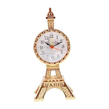 Imagem de IEUDNS Relógio despertador Torre Eiffel, decoração para casa, presente, enfeites para quarto, versátil, sala de estar, cabeceira, estilo vintage, decoração, Ouro