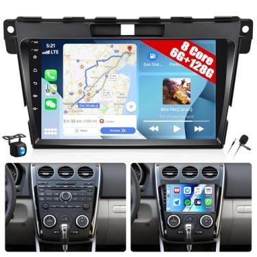 Imagem de [6+128G] Rádio estéreo para carro Android 15 de 8 núcleos para Mazda CX7 CX 7 CX-7 2007-2015 com carro sem fio e Android Auto, rádio automotivo de 22 polegadas com link espelhado Bluetooth FM/RDS WiFi