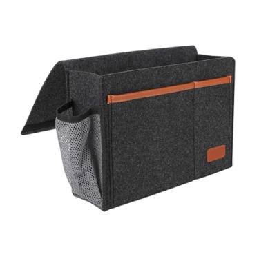 Imagem de Ｂｅｓｇａ Bolsa de armazenamento de cabeceira, suporte para garrafa de água, organizador de cama, porta-revistas para controles remotos e chaves, Cinza Escuro