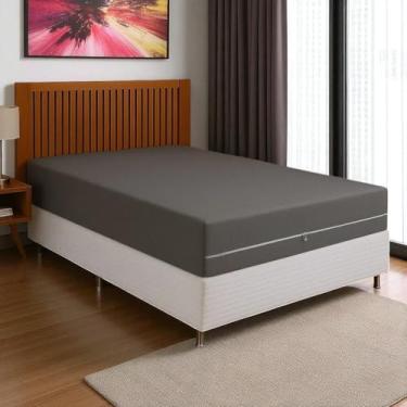 Imagem de Capa Colchão Casal Padrão Malha Gel Com Zíper Luxo (3-CINZA)