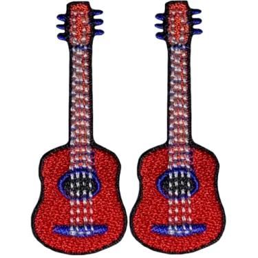 Imagem de Ranger Return Conjunto de 2 pequenos pequenos pequenos instrumentos musicais de guitarra com desenho animado infantil pequeno decalque decorativo reparo de roupas aplique costurar ferro em adesivos
