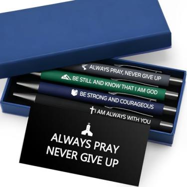 Imagem de Ctosree Conjunto de 4 canetas esferográficas de tinta preta e caixa de presente com cartões para homens, gratidão, motivação, aniversário, Natal, escritório, escrita, presentes, ocupações, entusiastas