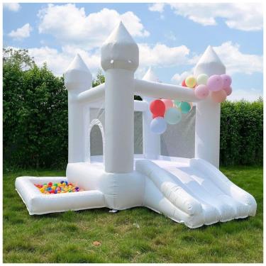 Imagem de Casa de Pula-Pula Branca com Soprador - Brinquedo Inflável Infantil de Material Extra Grosso Costurado para Maior Durabilidade,POYOUNGHU
