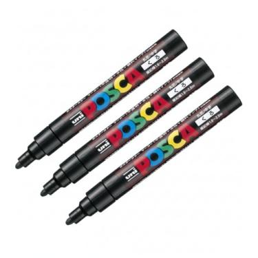 Imagem de Caneta Marcadora Posca PC-5M - Preta - Total de 3 Canetas - Feita no Japão