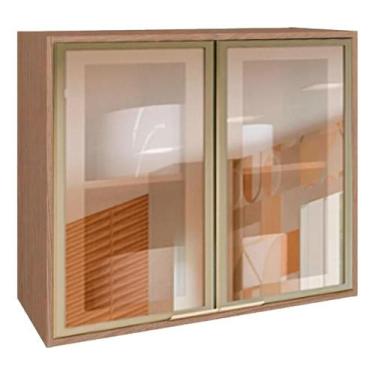 Imagem de Armario Aereo Cozinha 2 Portas de Abrir 1 Prateleira 80cm Vitória Carv