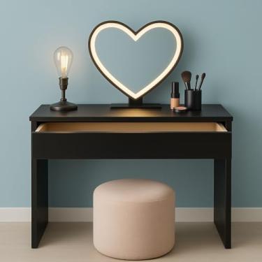 Imagem de Penteadeira Escrivaninha com Gaveta 90cm – Mesa Multifuncional para Maquiagem e Home Office(PRETO)