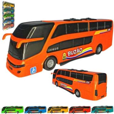 Imagem de Ônibus De Brinquedo Plástico 24,5cm Buzão Realista - Europio, Laranja