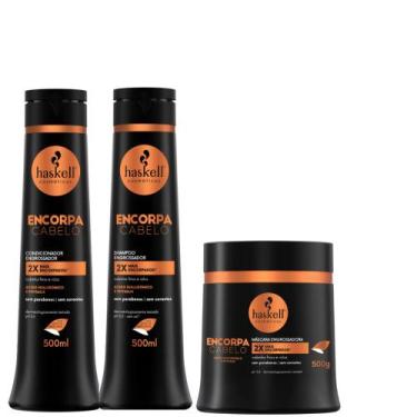 Imagem de Kit engrossador encorpa haskell shampoo, condicionador 500ml e mascara