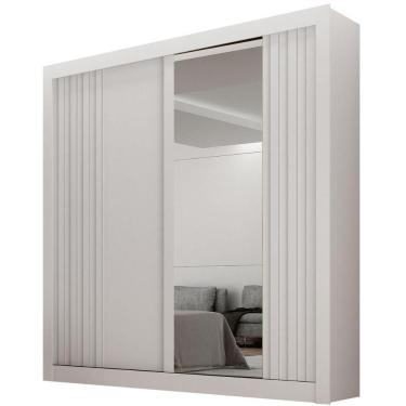 Imagem de Guarda Roupa Milano Branco 2 Portas Com Espelho 2 Gavetas Leifer Móveis