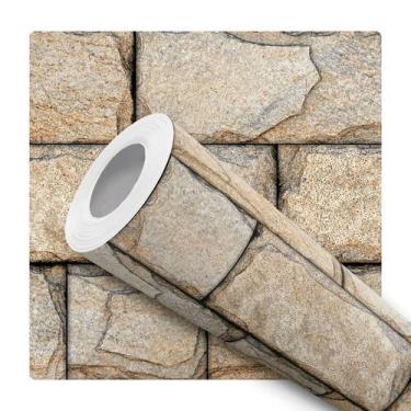 Imagem de Papel de Parede Adesivo Tijolinho Pedra Lajota Moderno Quarto Sala de 