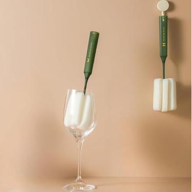 Imagem de 1 escova de esponja de limpeza de cabo longo para garrafa de vidro, copos profundos, ferramentas de limpeza de cozinha, acessórios de limpeza verde 24,5 x 6 x 6 cm